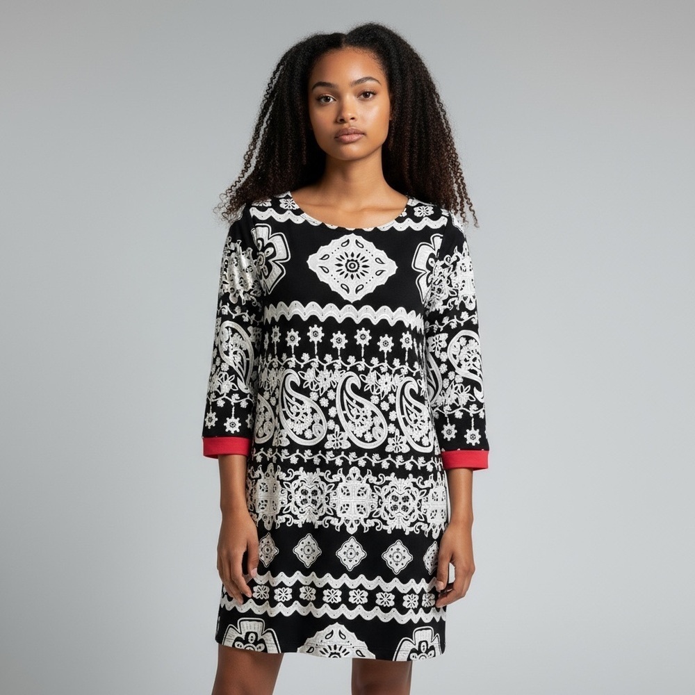 Tiana B. Monochrome Patterned Dress